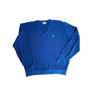 Izod X Lacoste Vintage collab blue sweater Size xl Royal Blue Preppy nautical